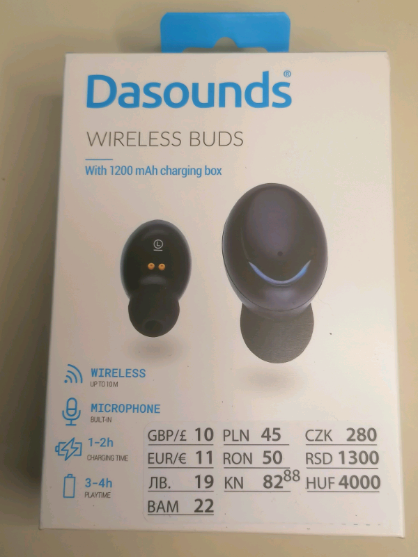 DaSounds wireless buds with 1200 mAh charging box. Brand new 