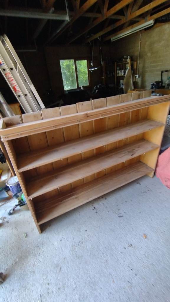 Stripped pine dresser/Shelving Unit