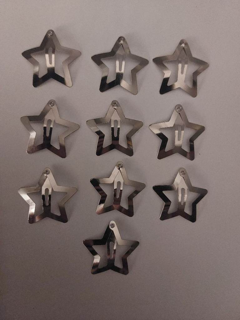 Silver star hair clips 