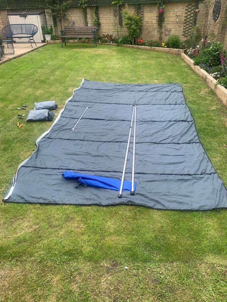 Large Grey Awning with Poles and Pegs