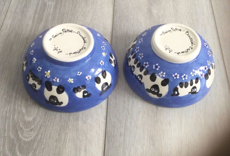 Going Pottie Dunkeld Pair of Blue Ceramic Bowls with Big Sheep Design