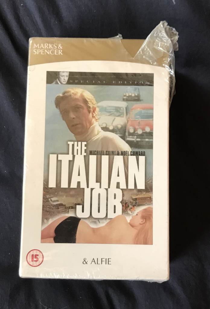 VHS video, M+S double box set, The Italian job + Alfie, factory sealed from new
