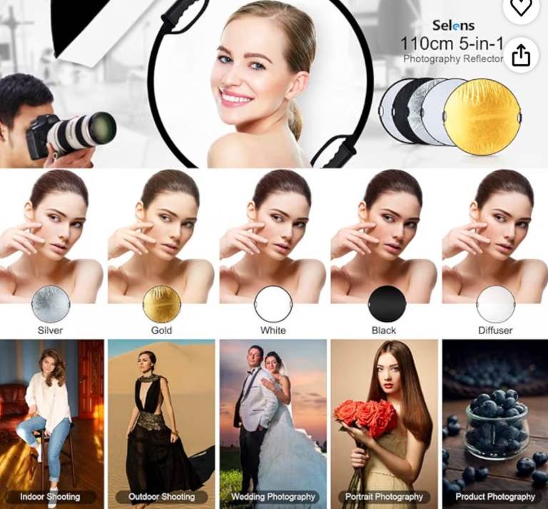 Selens 110cm 5-in-1 Photography Reflector with Carry Bag