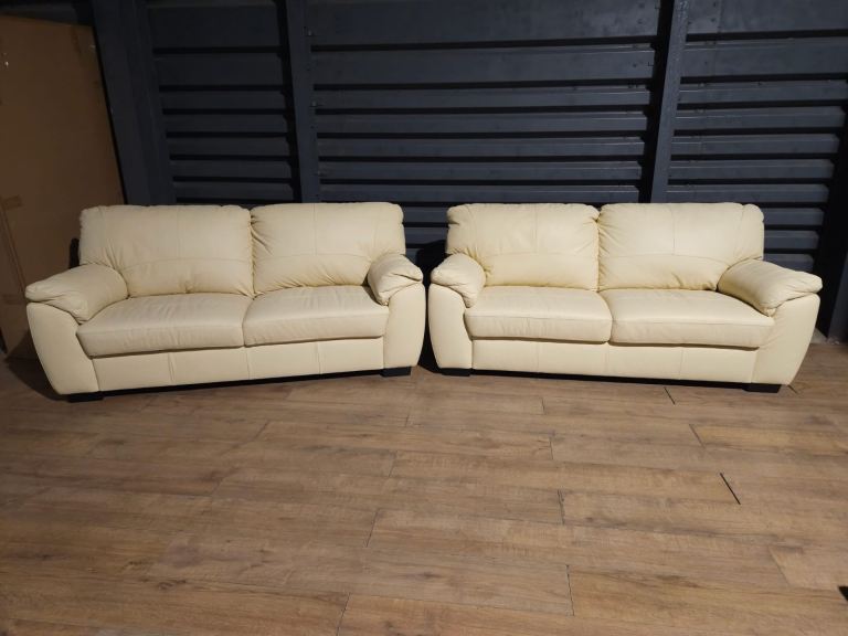 3 + 3 seater leather sofa ivory