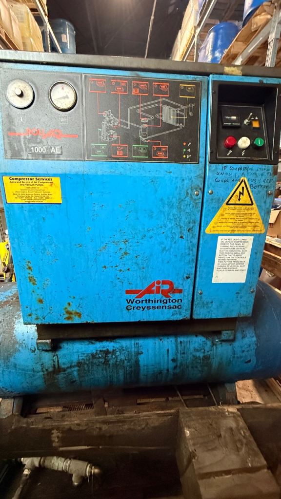 Worthington Creyssensac 1000 AE 3 Phase Air Compressor – Fair Condition