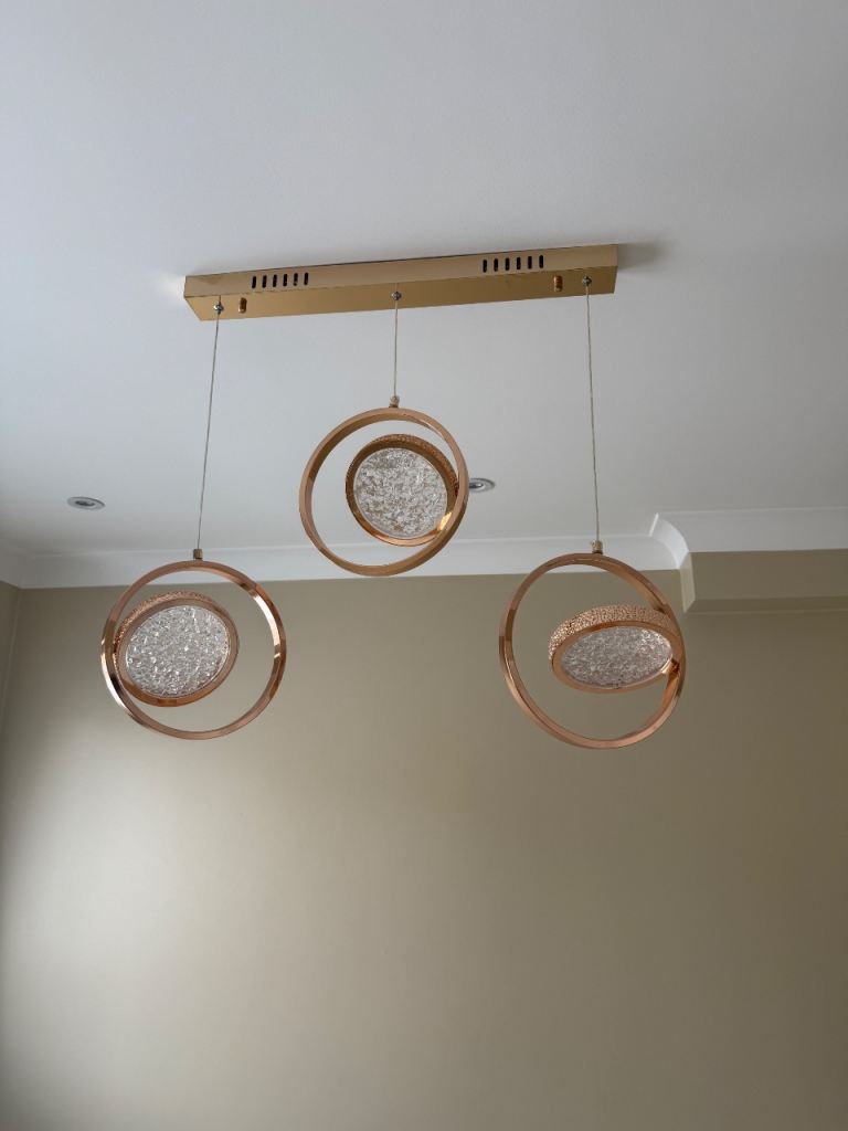 Modern 3-Ring Pendant Light – Rose Gold