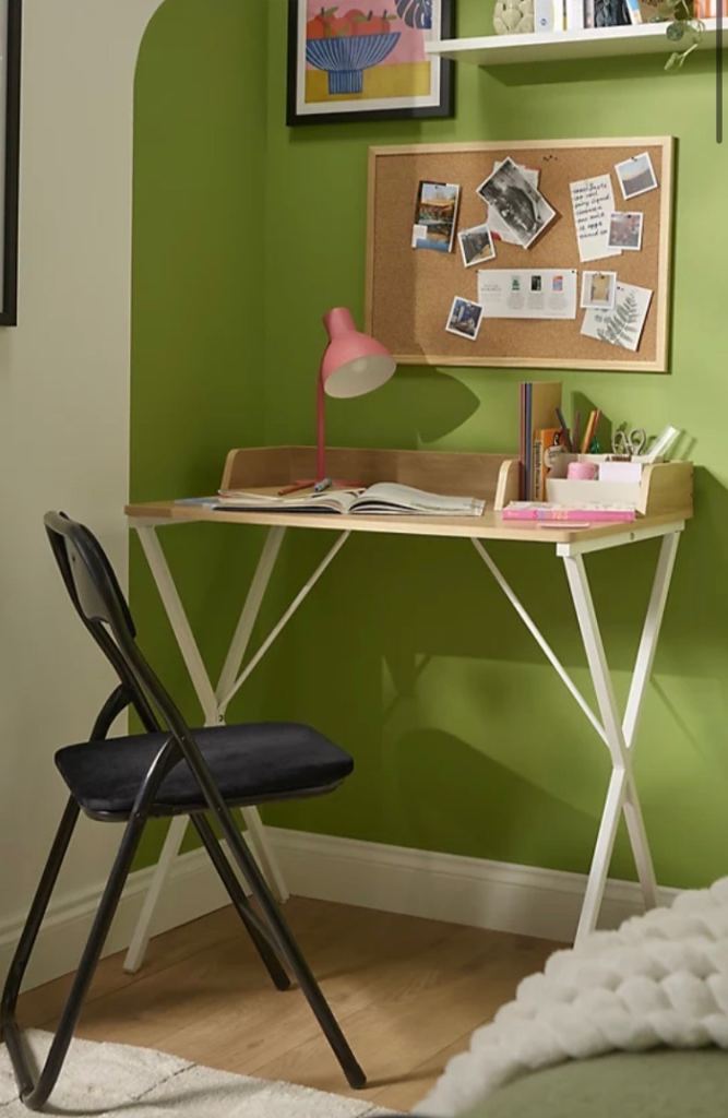 Light Wood & White Desk with Storage – Good Condition