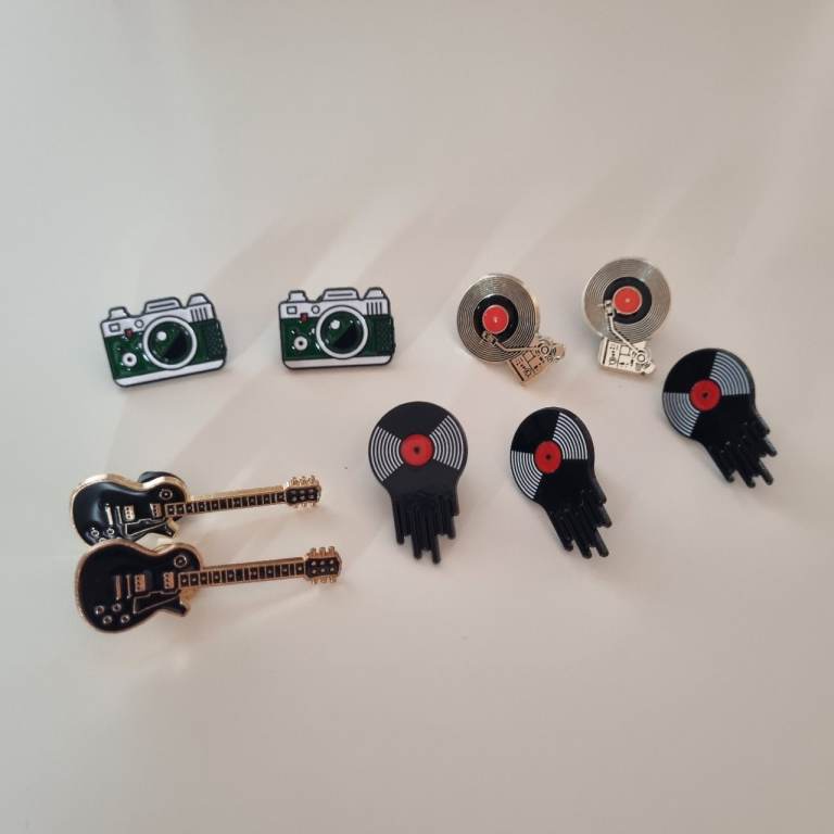Music & Photography Enamel Pin Badges – Camera, Guitar & Vinyl Pins - £1 Each