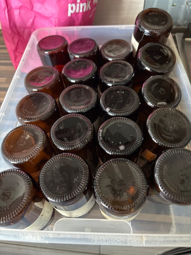 Glass brown jars