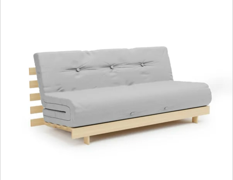 Futon Sofa Bed with Wooden Frame – Grey, Good Condition