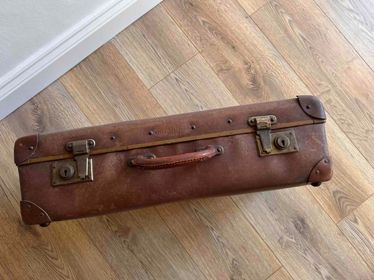 Vintage "Vulcanfibre" Brown Suitcase