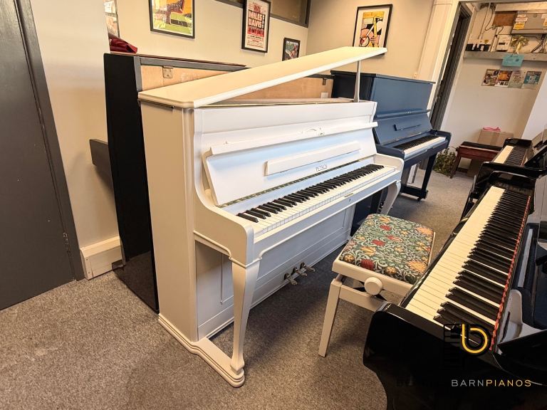Petrof 105 'Antiko' Small Modern Upright Piano in ’Salt White' (1995) - Inc Delivery, Stool, Wty