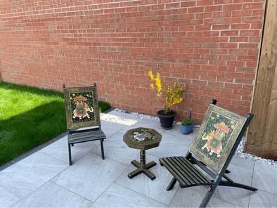 image for Indian inspired artisan table and chair set