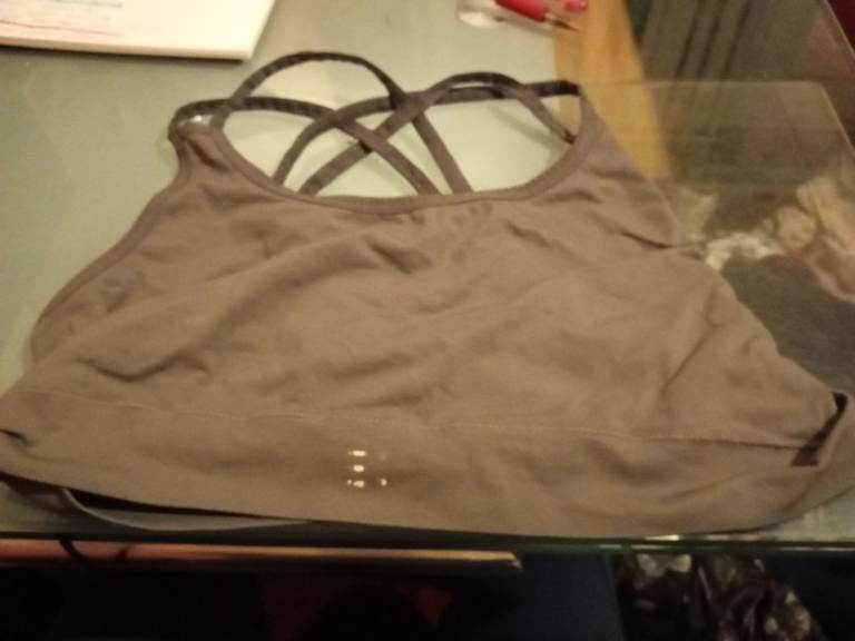 Brown Sports Bra with Criss-Cross Back – Good Condition