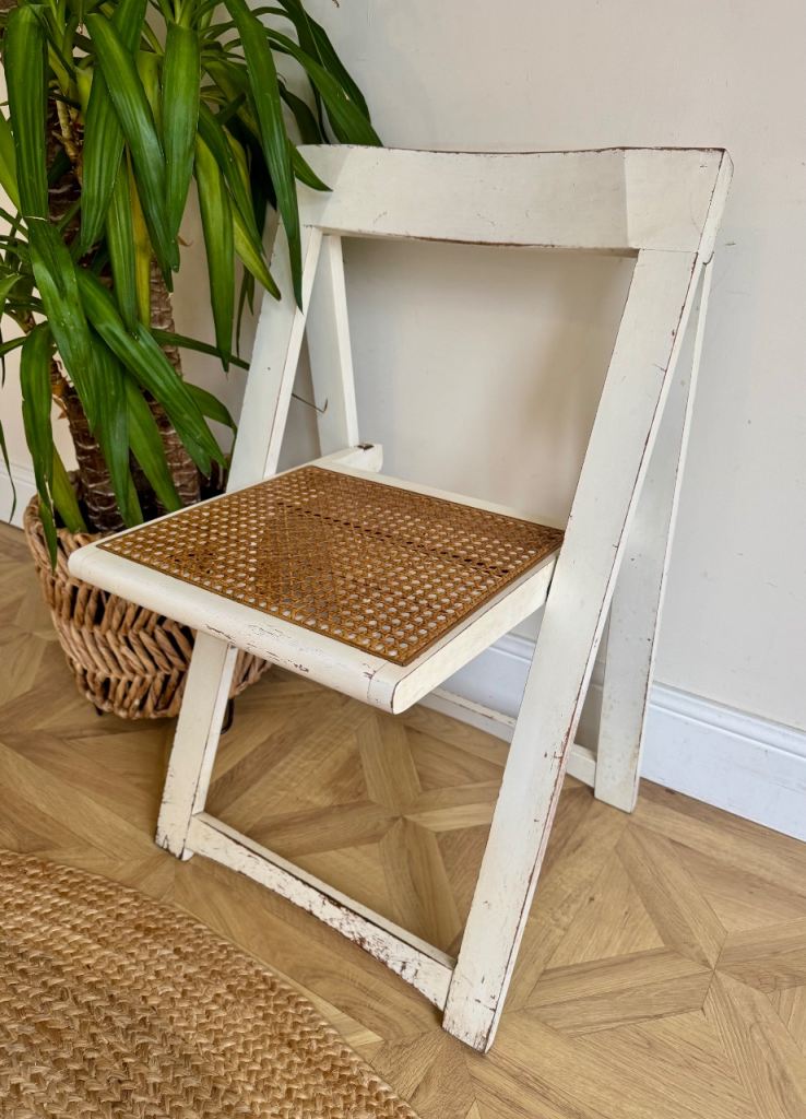 Mid century vintage retro Trieste folding rattan folding chair Aldo Jacober style 