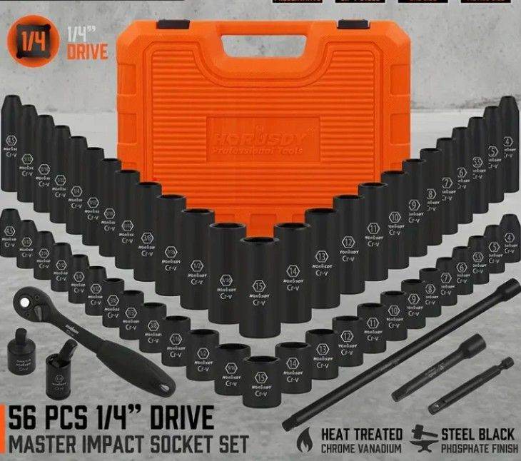 1/4″ Impact Socket Set – Metric & Imperial – 56 Piece