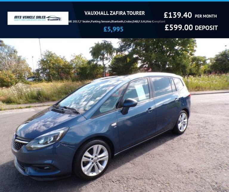 VAUXHALL ZAFIRA TOURER 1.4i SRi 2017,7 Seater,Park Sensors,Bluetooth,Cruise,DAB,F.S.H,Ulez Compliant