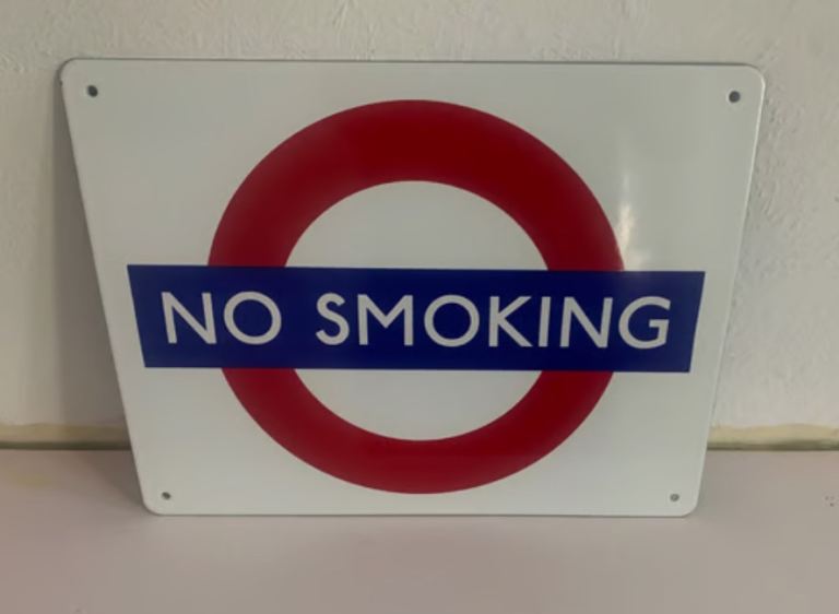 image for London underground no smoking enamel sign 38x29 cms large