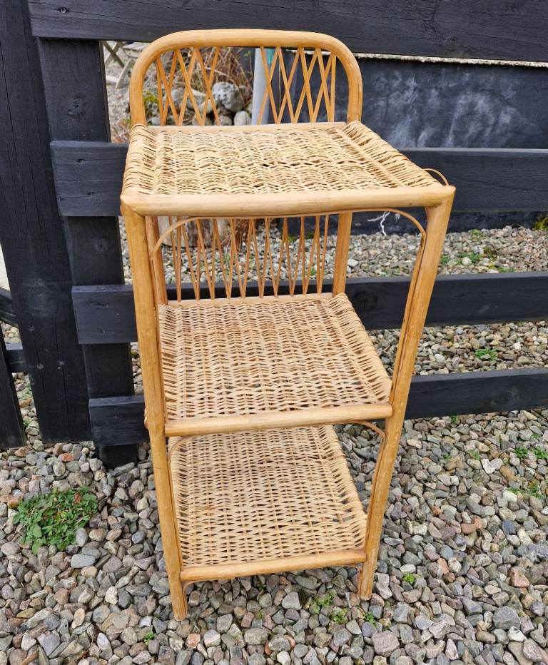 Rattan Wicker Bedside Shelf Table