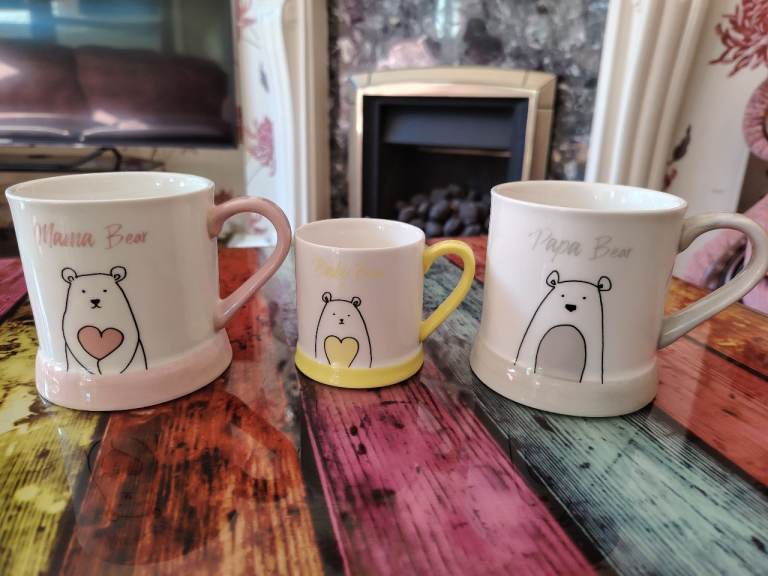 Bear family mug set - Papa Mama Baby - porcelain microwave safe - £8 - DA14