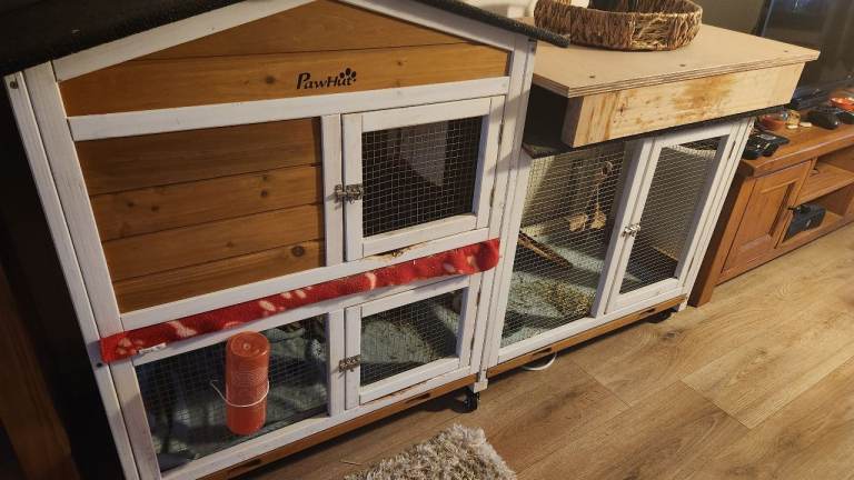 Large rabbit hutch with attached run