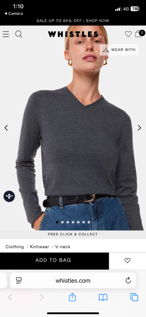 WHISTLES- Brand New V-neck Cardigan (Ladies- 36)