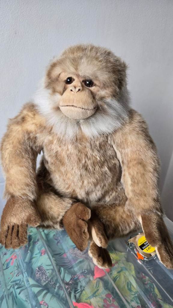 Hansa Realistic Looking Barbary Macaque Monkey Plush - Tagged