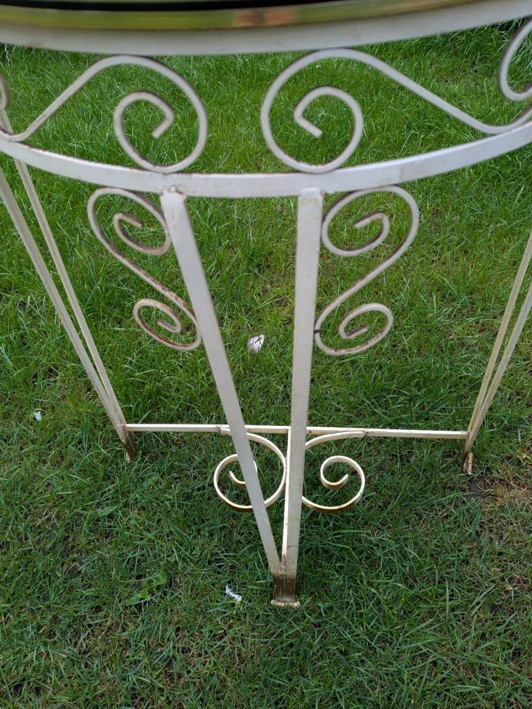 Vintage cast iron hall table with marble top 