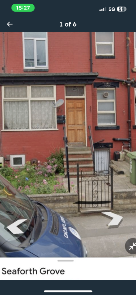 Basement studio flat with bils