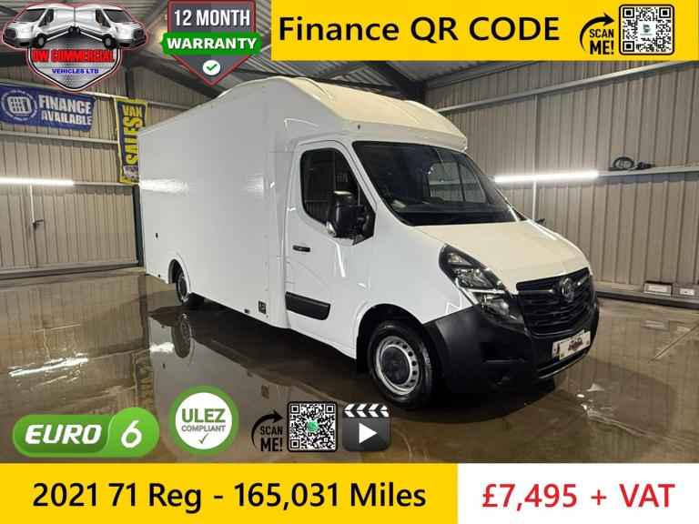 2021 71 Reg Vauxhall Movano 2.3 Turbo D 135BHP 4.1m Maxi Low Loader Luton + VAT