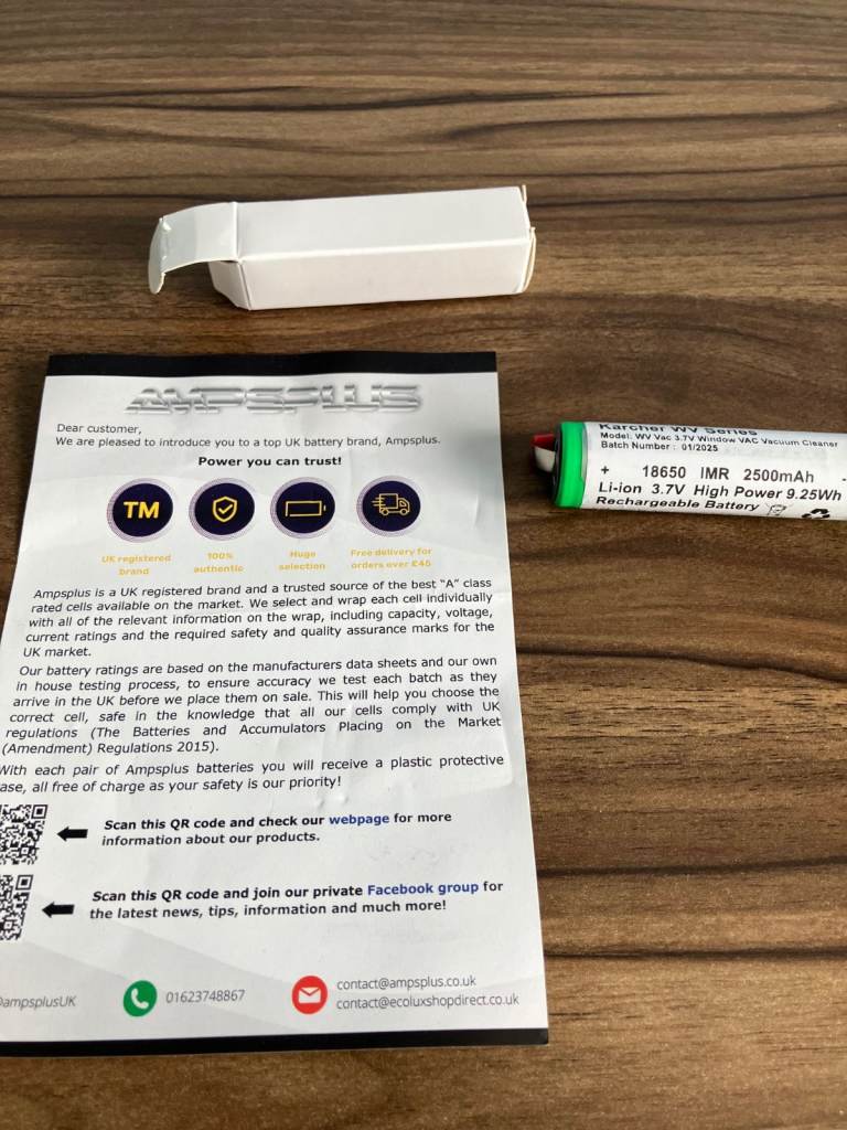 image for KARCHER WINDOW VACUUM REPLACEMENT, RECHARGEABLE BATTERY (£5)