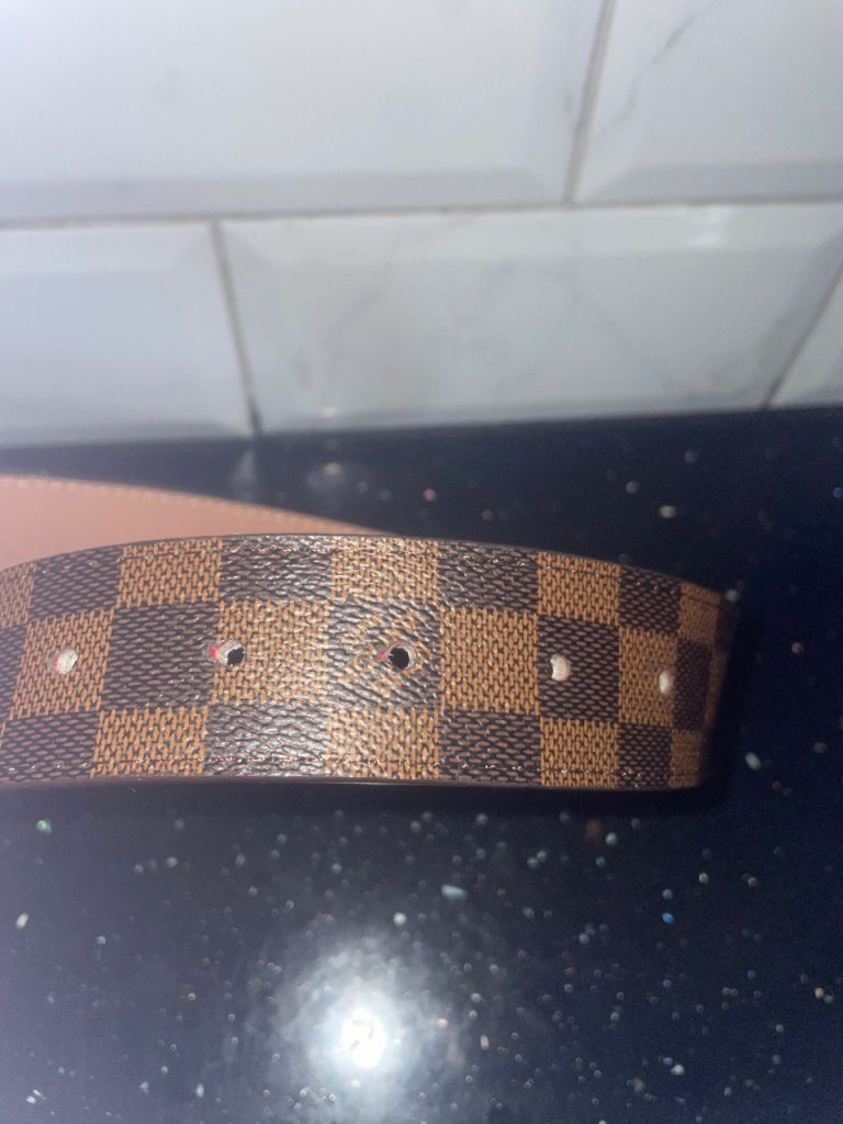 Louis vuilton Belt Gold Buckle Black/Brown Chequered