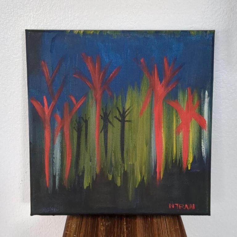 Abstract acrylic painting on canvas 'Trees On Fire' #abstractart  