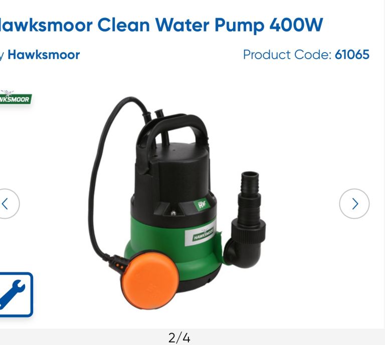 Submersion pump and hose and jubilee clips