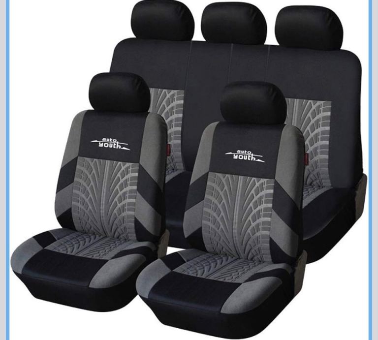 New Auto Youth Universal Car Seat Covers – Full Set, Grey & Black