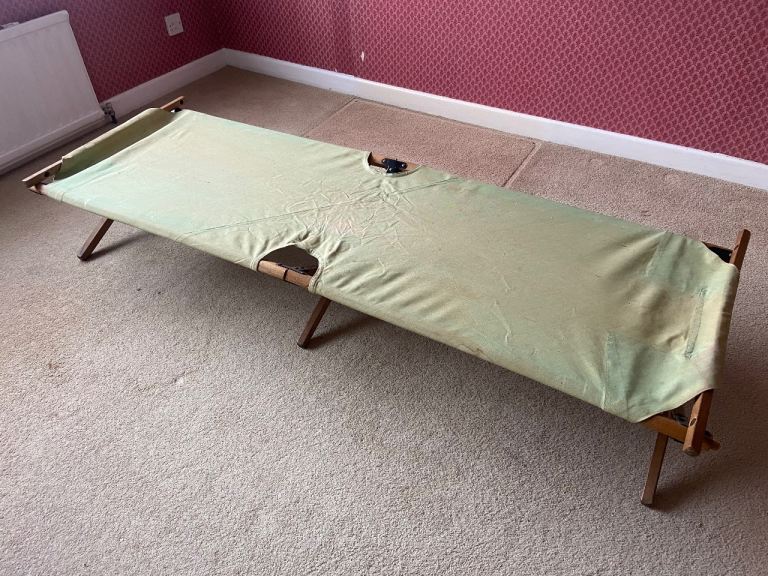 Vintage military army cot camp bed field triage reenactment 