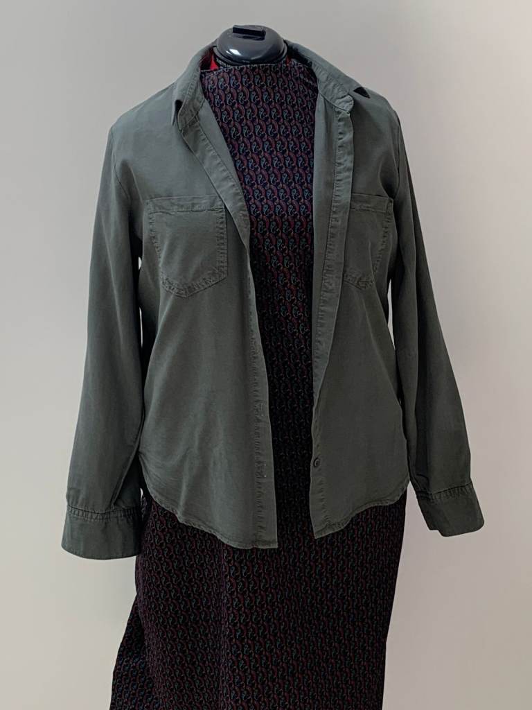 Velvet Heart Los Angeles Dark Green Tencel Shirt Long Sleeve UK Size XL