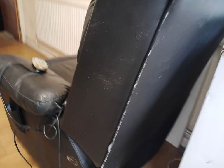 Black Leather Recliner Armchair with Remote Control