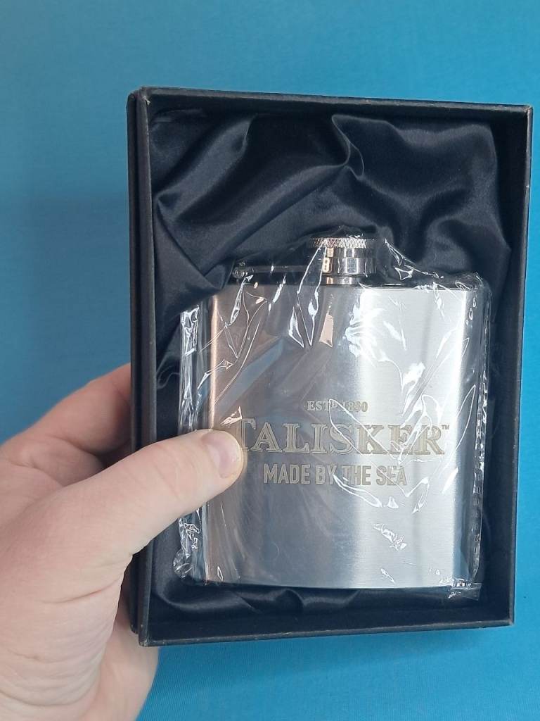 Talisker Stainless Steel 6oz Hip Flask in Box