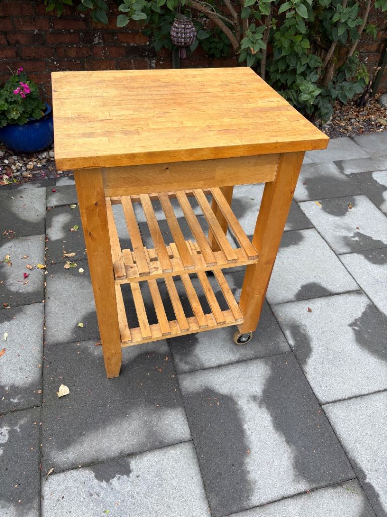 Wooden Kitchen Trolley on Wheels – Good Condition