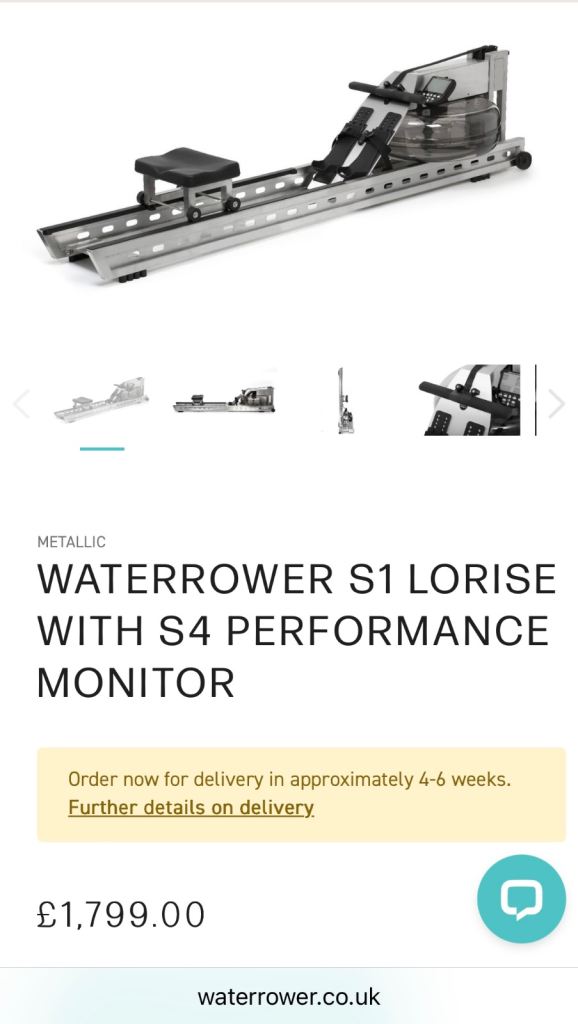 WaterRower low rise stainless steel rower