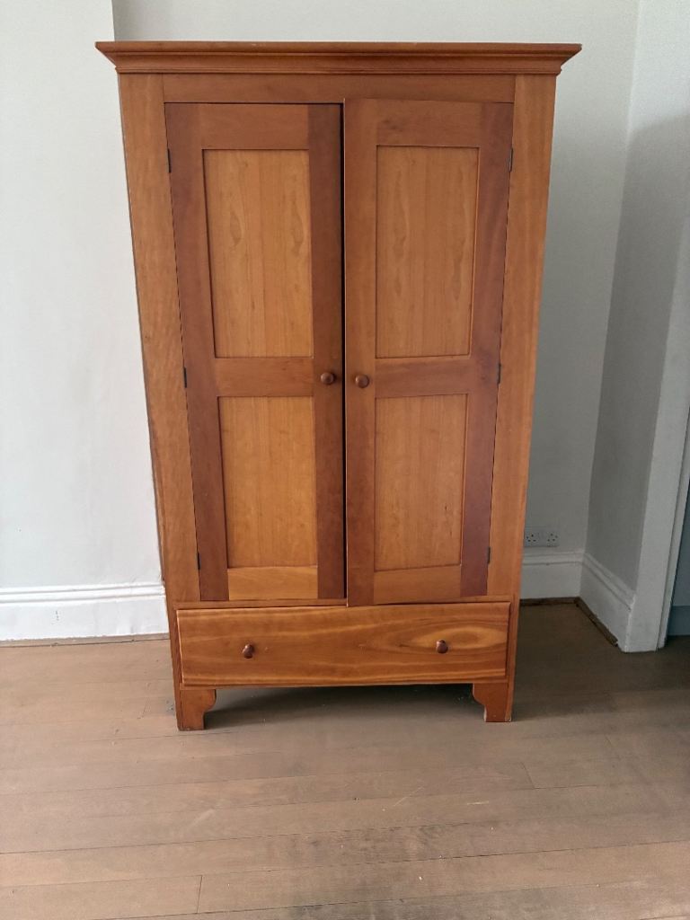 Solid cherry Wood Shaker Wardrobe with Drawer - Good Condition