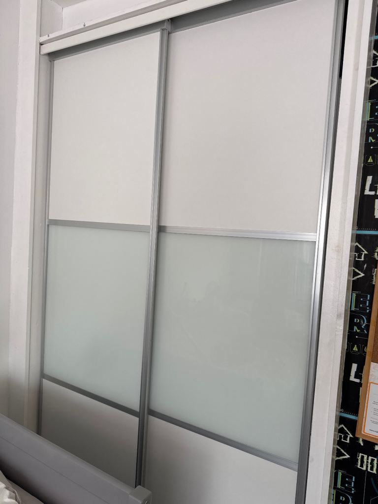 Sliding Wardrobe Doors with Frosted Glass Panels – Good Condition