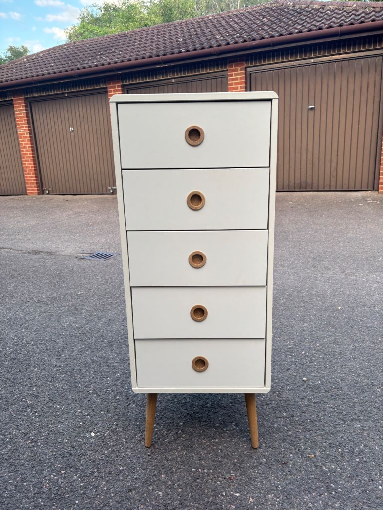 White Wooden Tallboy Dresser