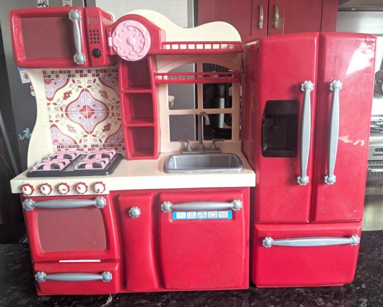 Large American Doll Red Kitchen and Fridge Set