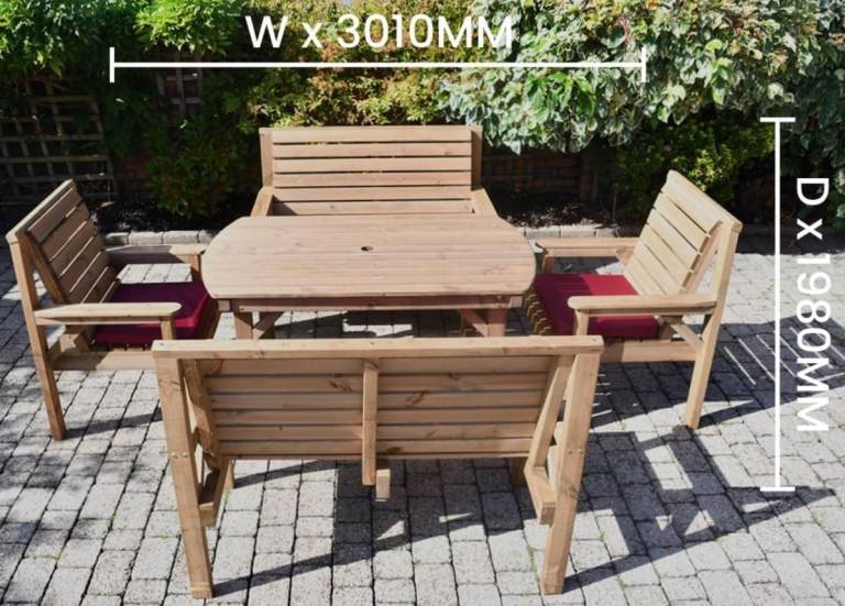 Wooden Garden Patio Table & Seating Set – £188 (collection only)