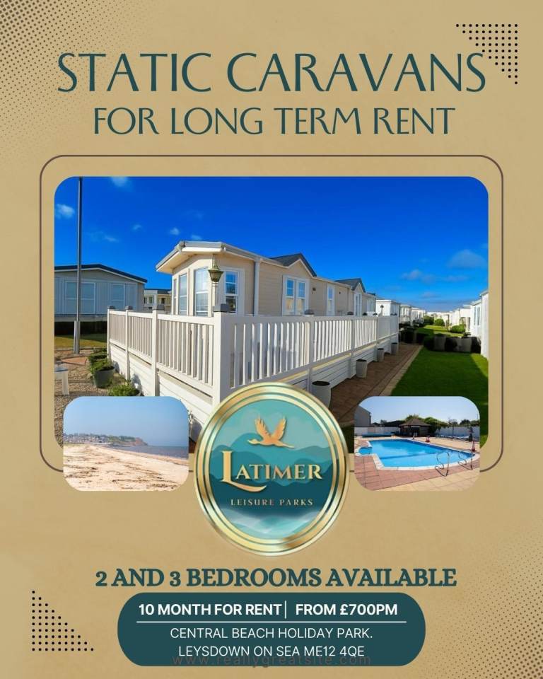 Static caravans for long term rent. private beach, heated outdoor swimming pool. 