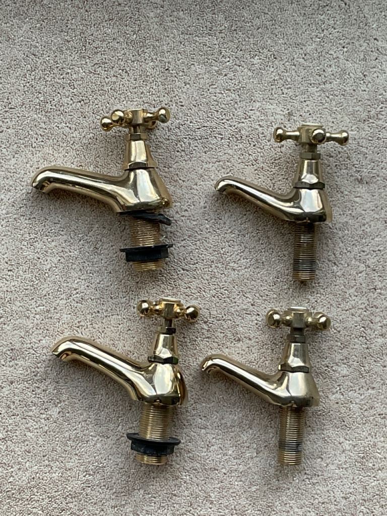 Solid Brass Bath & Basin Taps. Victorian Cross Head