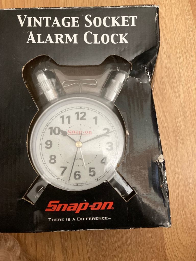 Snap-on Vintage Socket Alarm Clock - Silver, New in Box