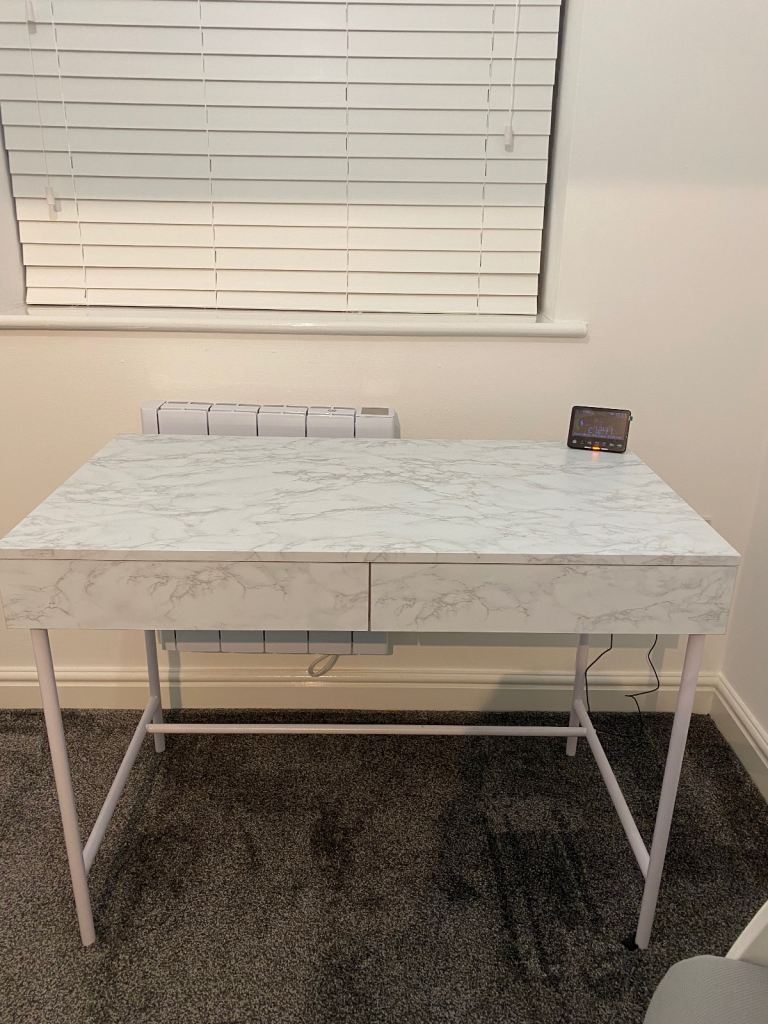 Marble Effect Desk - 2 drawers